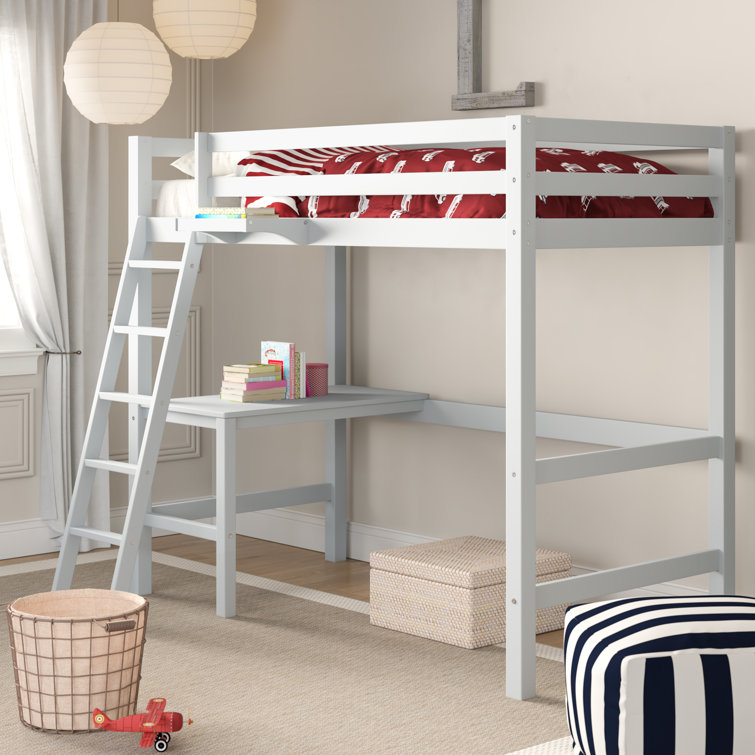 Harold Twin Loft Bed with Built in Desk Hanging Nightstand by Viv Rae